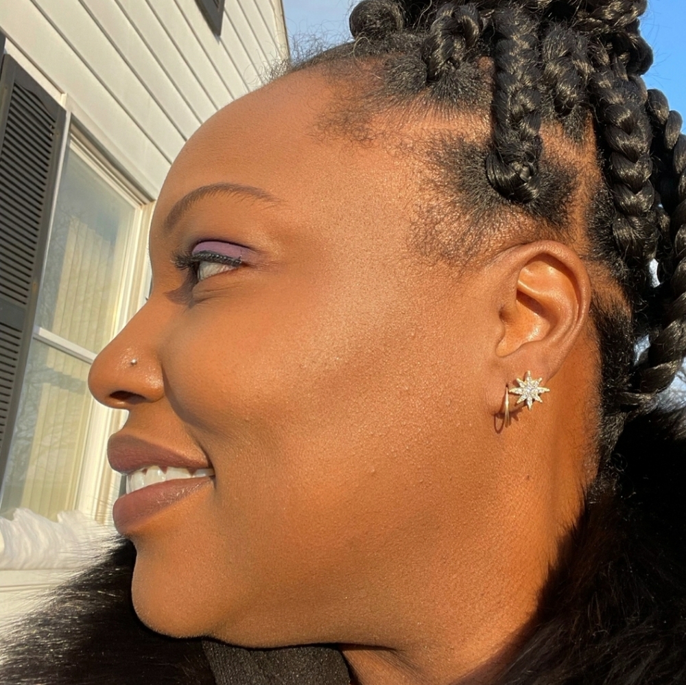 2 in 1 Star CZ Earrings - Picture 4 of 7